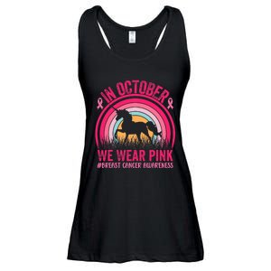 In October We Wear Pink Unicorn Breast Cancer Awareness Ladies Essential Flowy Tank