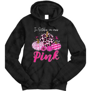 In October We Wear Pink Pumpkin Breast Cancer Awareness Tie Dye Hoodie