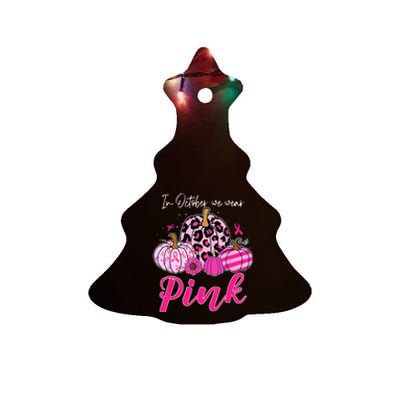 In October We Wear Pink Pumpkin Breast Cancer Awareness Ceramic Tree Ornament