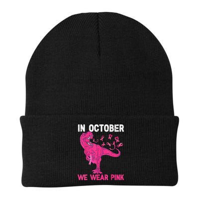 In October We Wear Pink Breast Cancer Trex Dino Kids Beanie