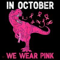 In October We Wear Pink Breast Cancer Trex Dino Kids Tank Top