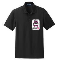 In October We Wear Pink Messy Bun Breast Cancer Awareness Dry Zone Grid Polo