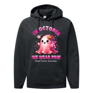 In October We Wear P.I.N.K. Ghost Witch Breast Cancer Awareness Performance Fleece Hoodie