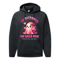 In October We Wear P.I.N.K. Ghost Witch Breast Cancer Awareness Performance Fleece Hoodie