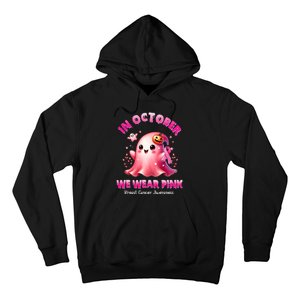 In October We Wear P.I.N.K. Ghost Witch Breast Cancer Awareness Hoodie