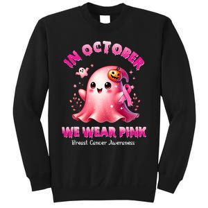 In October We Wear P.I.N.K. Ghost Witch Breast Cancer Awareness Sweatshirt