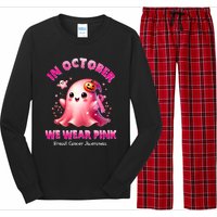 In October We Wear P.I.N.K. Ghost Witch Breast Cancer Awareness Long Sleeve Pajama Set