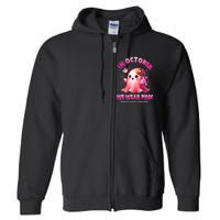 In October We Wear P.I.N.K. Ghost Witch Breast Cancer Awareness Full Zip Hoodie