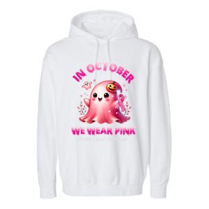 In October We Wear P.I.N.K. Ghost Witch Breast Cancer Awareness Garment-Dyed Fleece Hoodie