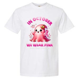 In October We Wear P.I.N.K. Ghost Witch Breast Cancer Awareness Garment-Dyed Heavyweight T-Shirt