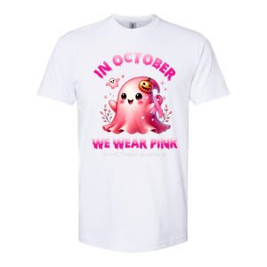 In October We Wear P.I.N.K. Ghost Witch Breast Cancer Awareness Softstyle CVC T-Shirt