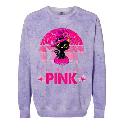 In October We Wear Pink Cute Cat Breast Cancer Awareness Colorblast Crewneck Sweatshirt