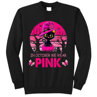 In October We Wear Pink Cute Cat Breast Cancer Awareness Sweatshirt