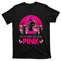 In October We Wear Pink Cute Cat Breast Cancer Awareness T-Shirt