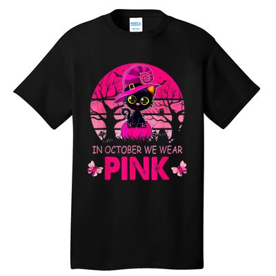 In October We Wear Pink Cute Cat Breast Cancer Awareness Tall T-Shirt