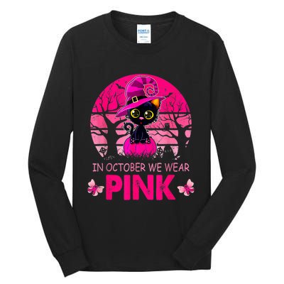 In October We Wear Pink Cute Cat Breast Cancer Awareness Tall Long Sleeve T-Shirt