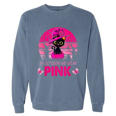 In October We Wear Pink Cute Cat Breast Cancer Awareness Garment-Dyed Sweatshirt