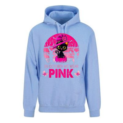 In October We Wear Pink Cute Cat Breast Cancer Awareness Unisex Surf Hoodie