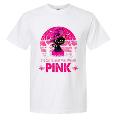 In October We Wear Pink Cute Cat Breast Cancer Awareness Garment-Dyed Heavyweight T-Shirt