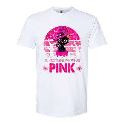 In October We Wear Pink Cute Cat Breast Cancer Awareness Softstyle CVC T-Shirt