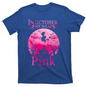 In October We Wear Pink Breast Cancer Pink Ribbon Witch Moon Gift T-Shirt