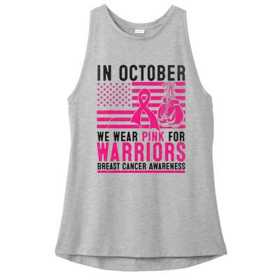 In October Wear Pink Support Warrior Awareness Breast Cancer Ladies PosiCharge Tri-Blend Wicking Tank