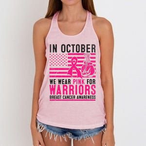 In October Wear Pink Support Warrior Awareness Breast Cancer Women's Knotted Racerback Tank