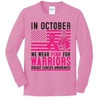 In October Wear Pink Support Warrior Awareness Breast Cancer Kids Long Sleeve Shirt