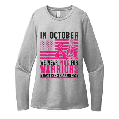 In October Wear Pink Support Warrior Awareness Breast Cancer Womens CVC Long Sleeve Shirt