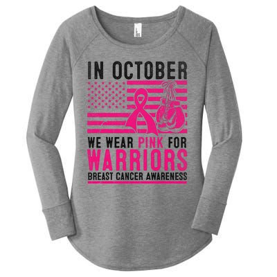 In October Wear Pink Support Warrior Awareness Breast Cancer Women's Perfect Tri Tunic Long Sleeve Shirt