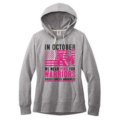 In October Wear Pink Support Warrior Awareness Breast Cancer Women's Fleece Hoodie