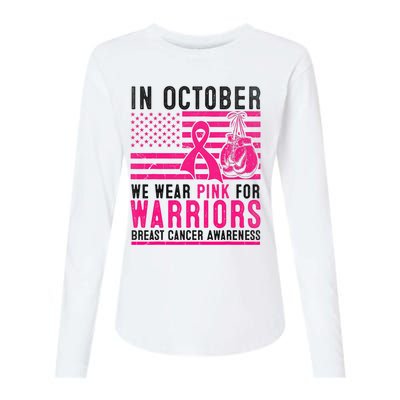 In October Wear Pink Support Warrior Awareness Breast Cancer Womens Cotton Relaxed Long Sleeve T-Shirt