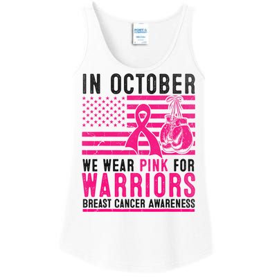 In October Wear Pink Support Warrior Awareness Breast Cancer Ladies Essential Tank