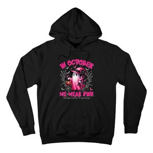 In October We Wear P.Ink Ghost Witch Breast Cancer Awareness Gift Hoodie