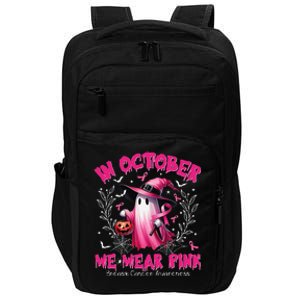 In October We Wear P.Ink Ghost Witch Breast Cancer Awareness Gift Impact Tech Backpack