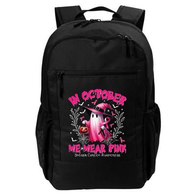 In October We Wear P.Ink Ghost Witch Breast Cancer Awareness Gift Backpack