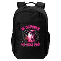 In October We Wear P.Ink Ghost Witch Breast Cancer Awareness Gift Daily Commute Backpack