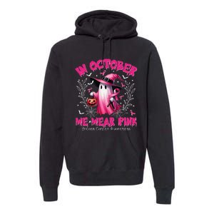 In October We Wear P.Ink Ghost Witch Breast Cancer Awareness Gift Premium Hoodie