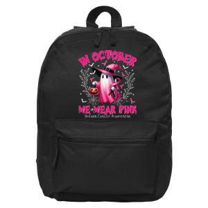 In October We Wear P.Ink Ghost Witch Breast Cancer Awareness Gift 16 in Basic Backpack