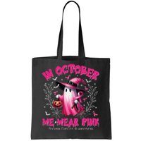 In October We Wear P.Ink Ghost Witch Breast Cancer Awareness Gift Tote Bag