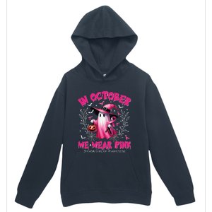 In October We Wear P.Ink Ghost Witch Breast Cancer Awareness Gift Urban Pullover Hoodie