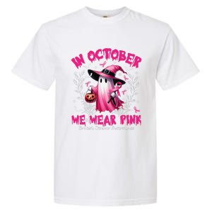 In October We Wear P.Ink Ghost Witch Breast Cancer Awareness Gift Garment-Dyed Heavyweight T-Shirt