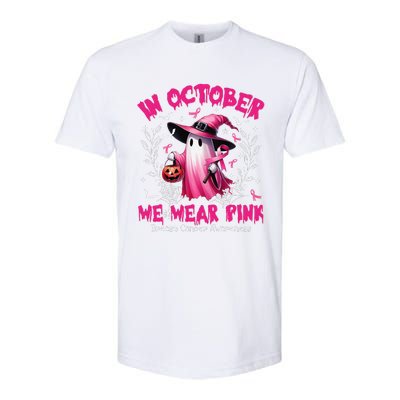 In October We Wear P.Ink Ghost Witch Breast Cancer Awareness Gift Softstyle® CVC T-Shirt