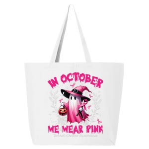 In October We Wear P.Ink Ghost Witch Breast Cancer Awareness Gift 25L Jumbo Tote