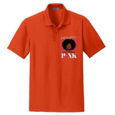 In October We Wear Pin.K Afro Woman Breast Cancer Awareness Dry Zone Grid Polo