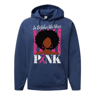 In October We Wear Pin.K Afro Woman Breast Cancer Awareness Performance Fleece Hoodie