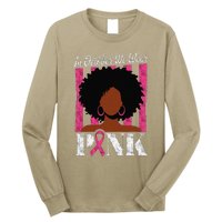 In October We Wear Pin.K Afro Woman Breast Cancer Awareness Long Sleeve Shirt