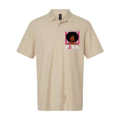 In October We Wear Pin.K Afro Woman Breast Cancer Awareness Softstyle Adult Sport Polo