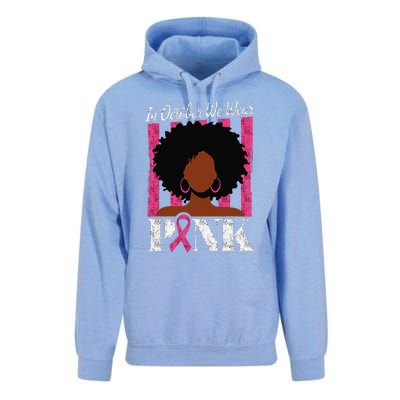 In October We Wear Pin.K Afro Woman Breast Cancer Awareness Unisex Surf Hoodie