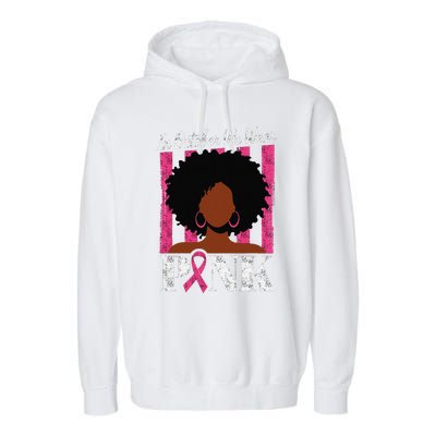 In October We Wear Pin.K Afro Woman Breast Cancer Awareness Garment-Dyed Fleece Hoodie